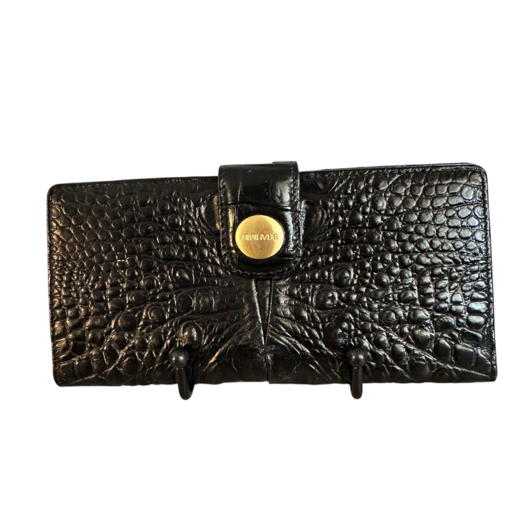 Brahmin Black leather Croc-Embossed long  Wallet‎